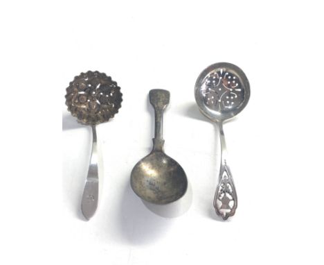 3 antique spoons includes georgian caddy spoon an 2 shifter spoons 