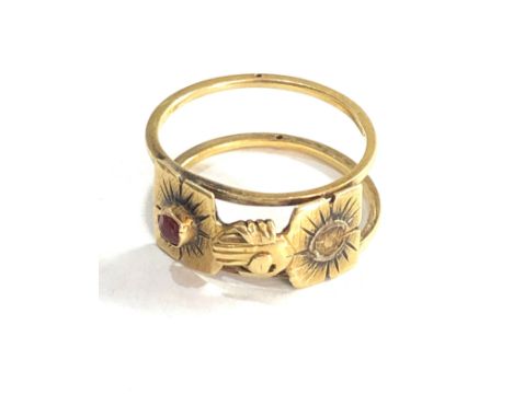 10ct gold gold fede gimmel ring (2.4g) missing stone 