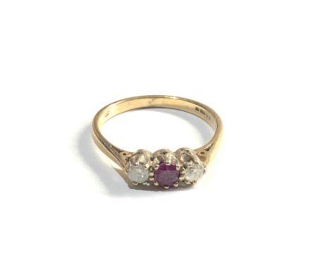 9ct gold ruby &amp; diamond ring 2.3g 