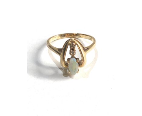 14ct gold opal &amp; diamond set dress ring (3.3g) 