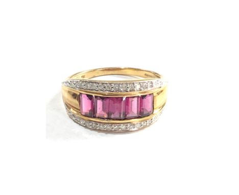 9ct gold diamond &amp; amethyst ring 4.1g 