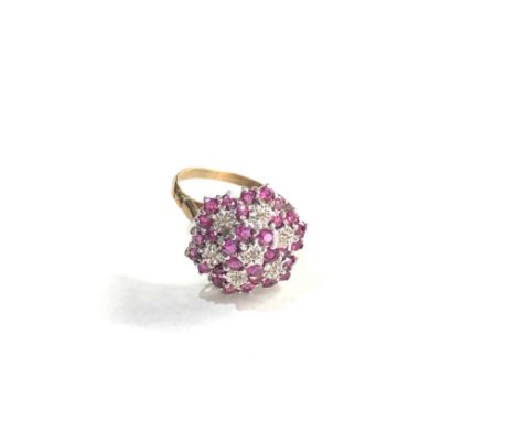 9ct gold ruby &amp; diamond ring 4g 