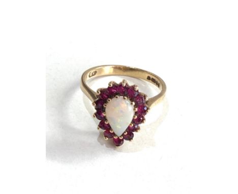 9ct gold ruby &amp; opal ring 3.1g 