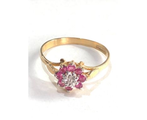9ct gold ruby &amp; diamond ring 1.5g 
