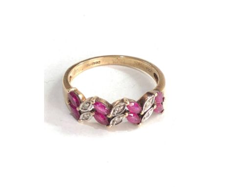 9ct gold diamond &amp; ruby ring 2.4g 