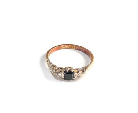 18ct gold vintage sapphire &amp; diamond ring (3.3g) 