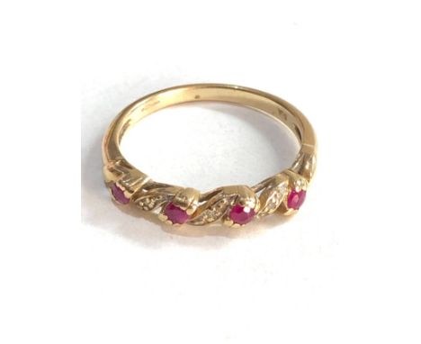 9ct gold ruby diamond ring 2.2g 