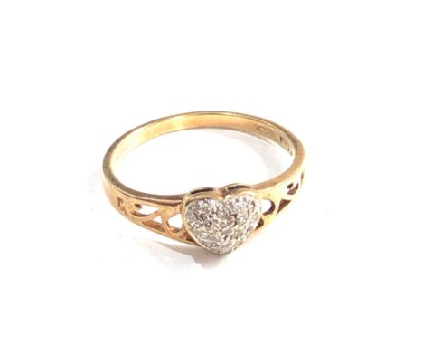 9ct gold diamond heart ring 2g 