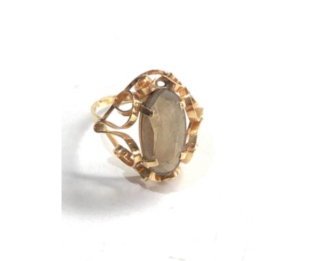 14ct gold modernist smoky quartz cocktail ring 3.5g 