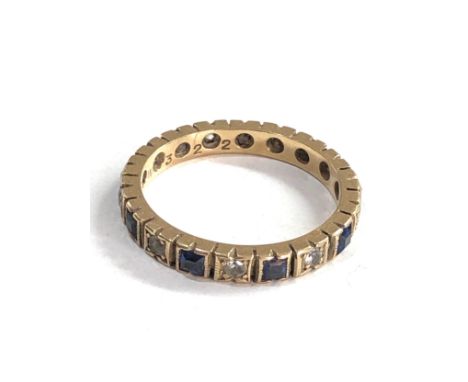 9ct gold vintage eternity ring with sapphires (2.5g) 