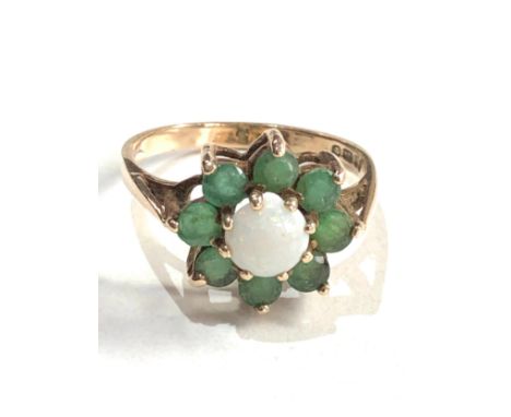 9ct gold emerald &amp; opal ring 2.4g 