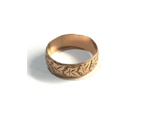 9ct rose gold 1907 hallmarked ivy leaf design band ring (2.7g) 
