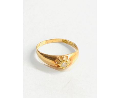 18ct gold antique diamond solitaire gypsy ring 1.3g 