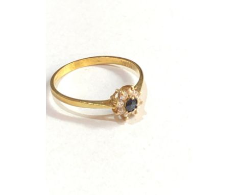18ct gold sapphire &amp; cz cluster ring 1.5g 