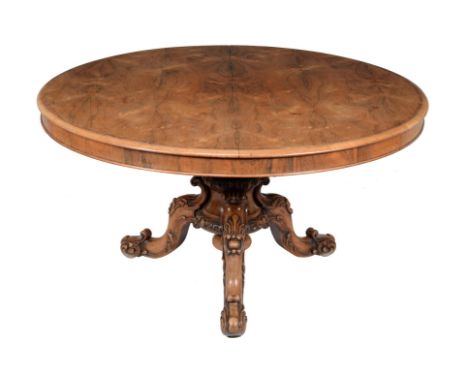 Y A Victorian rosewood circular centre table, circa 1860, 77cm high, the top 141cm diameterCondition Report: Marks, knocks, s