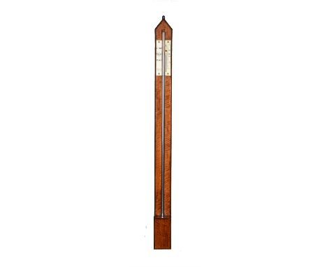 Y A Scottish Regency satinwood mercury stick barometer, J. and J. Gardner, Glasgow, circa 1815, with visible tube and inset i