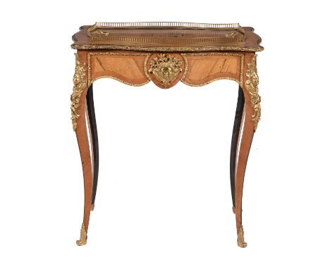 Y A French Kingwood, tulipwood, and gilt metal mounted jardinière table, last quarter 19th century, 77cm high, 69cm wide, 42c