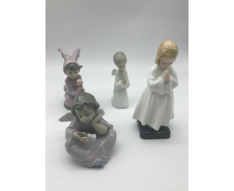 A Lot of 4 LLadro, Nao &amp; Doulton figures, Includes LLadro Boy in bunny suit, LLadro Angel figurine, Nao Angel figure and 