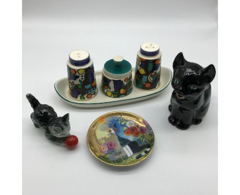 A Lot of Goebel collectables which includes retro cruet set, Cat creamer, cat and plate. 