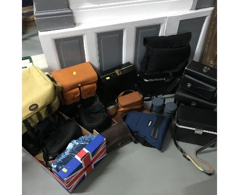 A Collection of empty camera bags and carry cases 