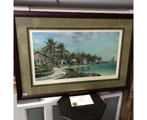 A Large limited edition print (202/950) titled "Waters Edge" by Tripp Harrison. Signed by artist and comes with certificate o