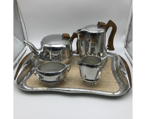 A Vintage Picquot ware tea/coffee service with serving tray. 