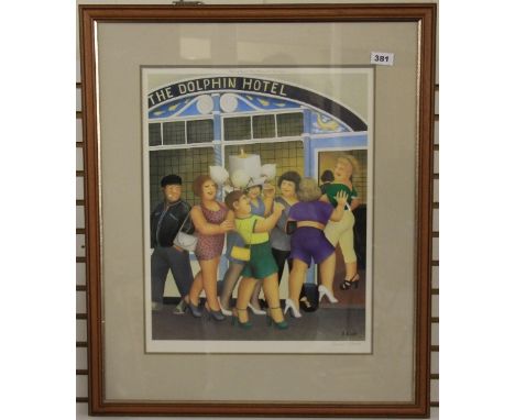 A pencil signed Beryl Cook print of "The Dolphin Hotel" 61cm x 73cm
