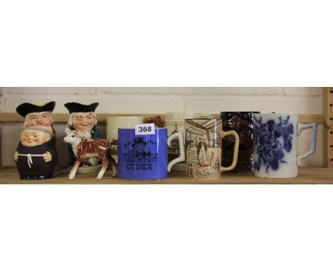 A quantity of ceramic tankards and other items