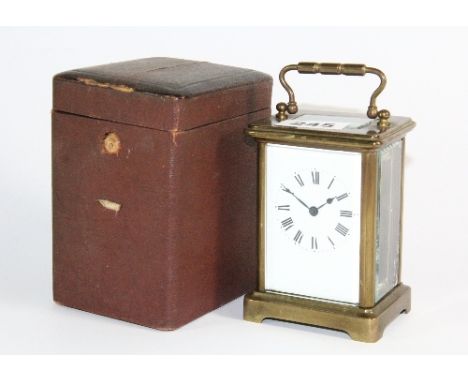 A French cased brass carriage clock