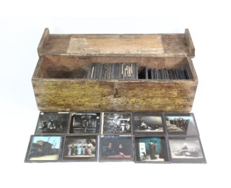 A case of approx 70 Japanese glass magic lantern slides