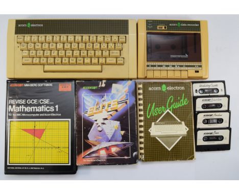 Acorn Electron computer, 1982, serial number 06-ALA01-0070148, with user guide, Acorn data recorder in original box and vario