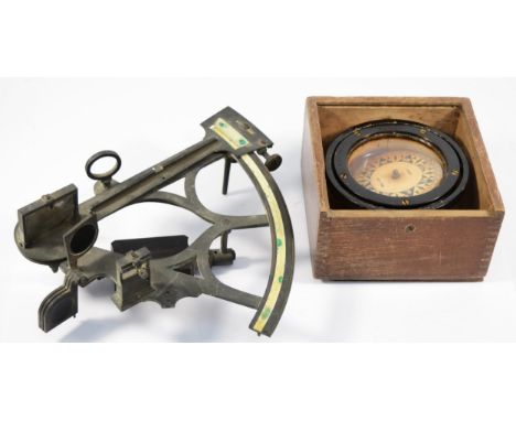 An early 20th century USA Negus compass , stamped E.S Ritchie &amp; Sons, numbered 98518, in fitted mahogany box with sliding