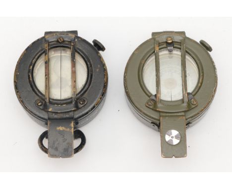 WWII British made Compasses, A MKIII 1943, stamped with the broad arrow, numbered 130950 and a Stanley London Compass.