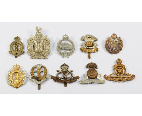 10 military cap badges to include, Royal Army Medical Corps, South Staffordshire and more.