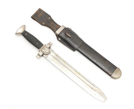 A German Third Reich Rotes Kreuz (Red Cross) hewer dagger, the 27cm fullered blade with saw back and chisel point, unmarked, 