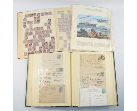 Two albums of stamps, featuring over 450 stamps, to include Queen Victoria, shilling, halfpenny and penny stamps, British Emp