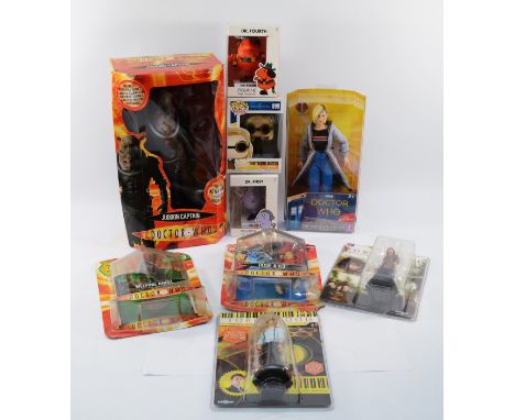 An assortment of boxed Doctor Who figurines, to include, four Character Options examples, Judoon Captain, Weeping Angel, Rose