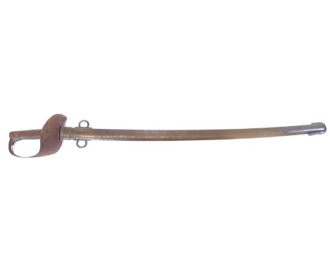 1889 / 1900 pattern sabre and scabbard, with leather covered grip. 106cm long 