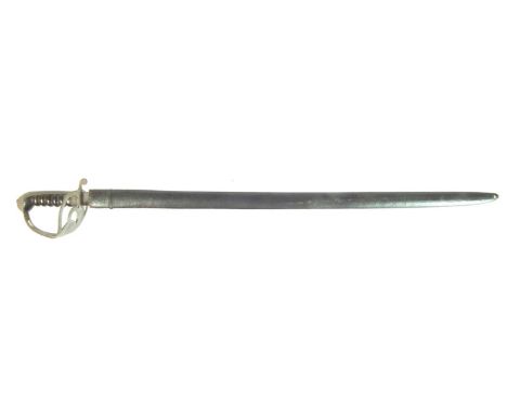 1822 type sword and scabbard, with wire bound wood grip. 99cm long 