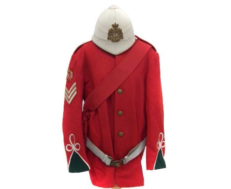 Reenactor's uniform, for a Colour Sergeant of the 24th Foot, The South Wales Borderers, to include tunic, sash, waist belt an