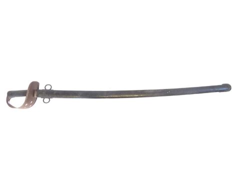 1889 pattern heavy cavalry sabre and scabbard, by Robert Mole and Son Birmingham, stamped 4/89. 103cm overall length 