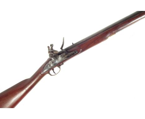Flintlock musket carbine, with .750 calibre 28 inch barrel fitted with fixed sights, British origin probably EIC but restocke