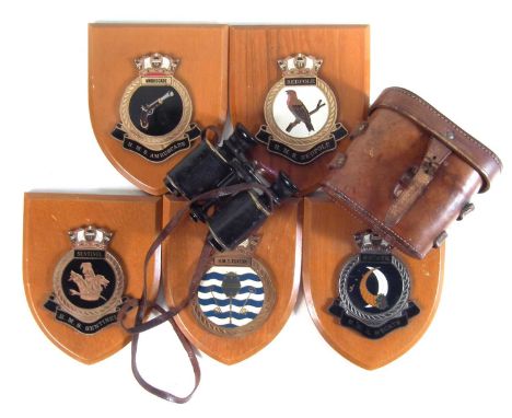 Collection of items of Royal Marines Merseyside interest, to include a pair of Gundlach Manhattan broad arrow marked binocula