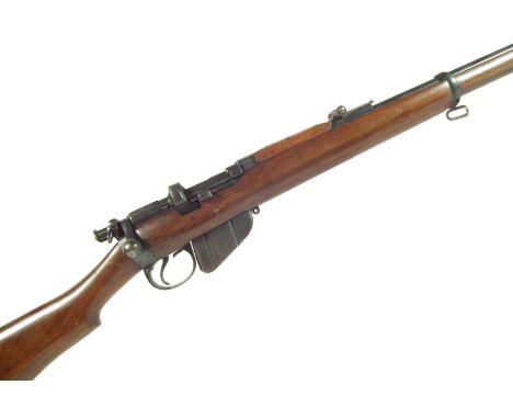 Deactivated Long Lee Enfield .303 bolt action rifle, by B.S.A. with 30 inch barrel fitted with folding ladder sight, removed 