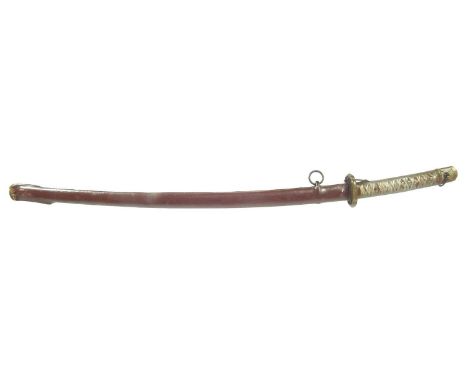 Japanese officer's Katana and scabbard, with cast alloy grip bearing arsenal markings, the blade stamped with serial number 5