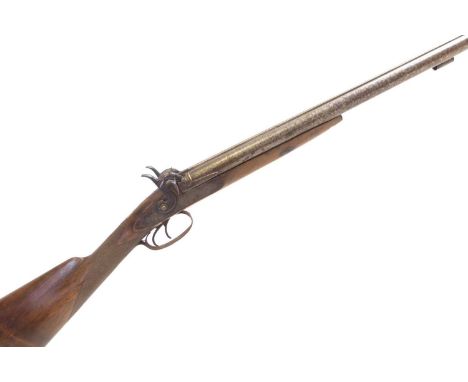 Percussion 16 bore double barrel shotgun, 28 inch barrels with faint maker's name, the locks marked Blissett, chequered stock