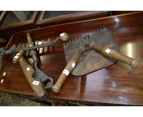 Vintage thatcher's tools - "The Crabb"  smoothing shears; other smoothing shears; a sheath cropping tool (3)