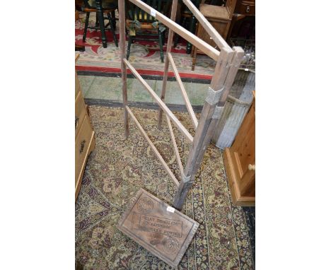 Advertising - a vintage 13 bore shot gun cartridge crate, Eley Smokeless Cartridge, Schultze powder; a vintage clothes horse.