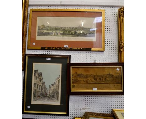 Three topographical prints, Bridlesmith Gate, Nottingham, Nottingham from Rye Hills, A View of Nottingham