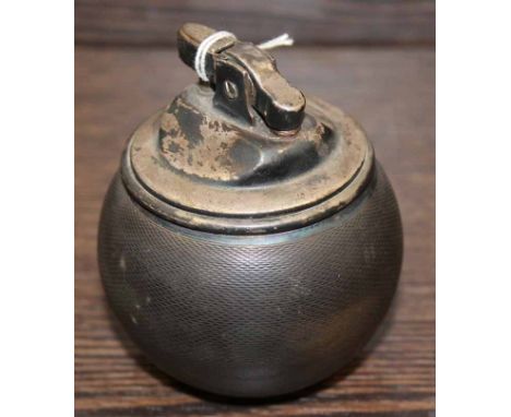 STERLING SILVER "WITCHBALL" 1960s TABLE LIGHTER
maker RC, London, 7.5cm. diameter
